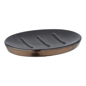 Wenko Brandol Ceramic Soap Dish Black and Copper